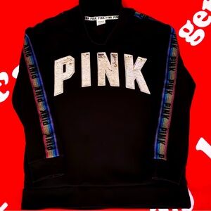 RARE & HTF Victoria’s Secret VS PINK Sweatshirt Rainbow BLING Size XS (runs big)